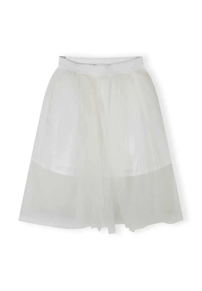 Pleated Tulle Maxi Skirt, Off White - 2