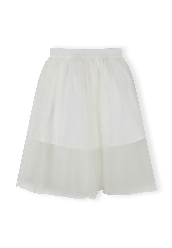 Pleated Tulle Maxi Skirt, Off White - 3