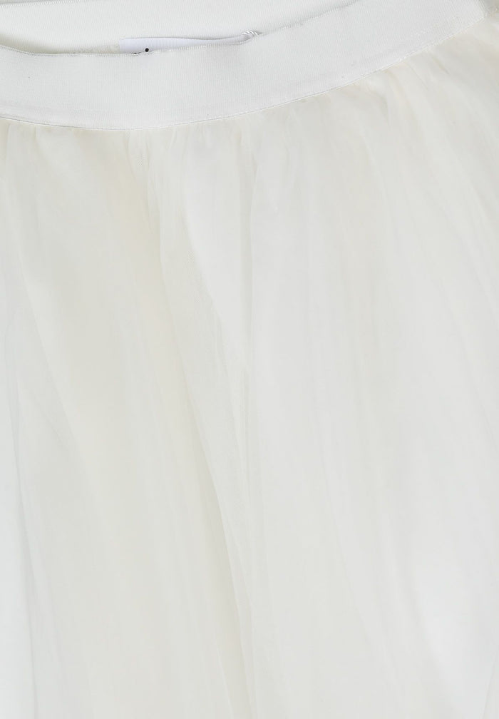 Pleated Tulle Maxi Skirt, Off White - 4