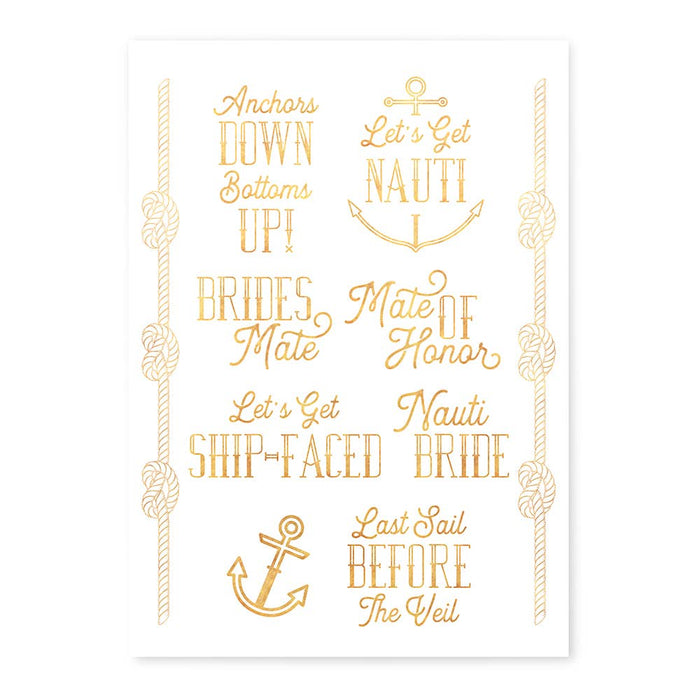 Gold Bachelorette Party Temporary Tattoos - Nautical - Giftware - Weddingstar