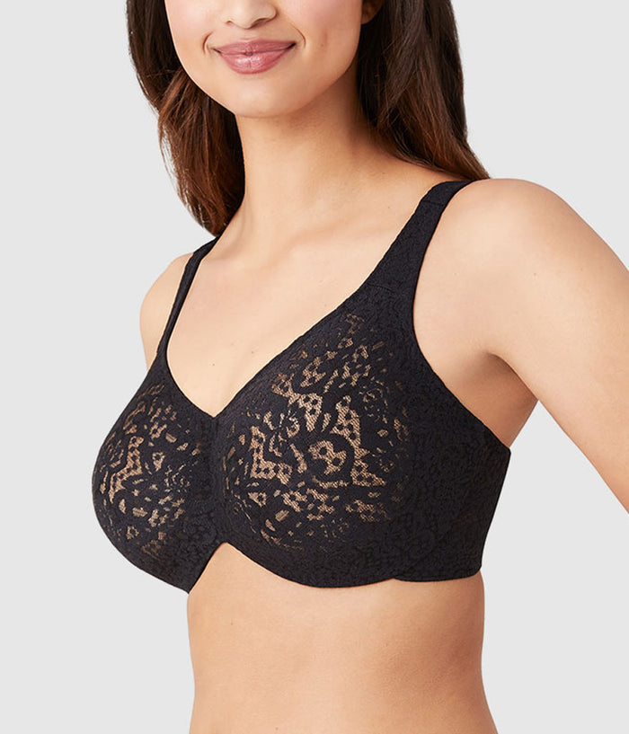 Halo Lace Full Figure Underwire Bra: Black