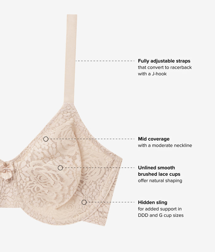 Halo Lace Underwire Bra: Sand
