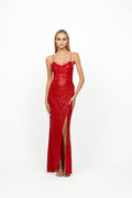Hilari Cowl Neck Maxi 14 Red - Dress - Bariano