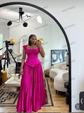 Hot Pink A Line Prom Dress Elegant Evening Party Dress