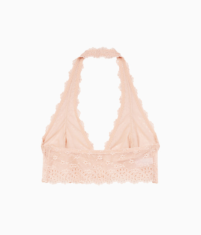 Inspired Eyelet Halter Bralette: Rose Smoke