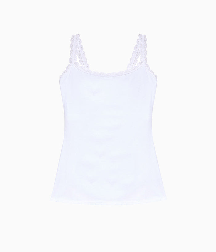 Inspired Eyelet Shelf Bra Cami: White