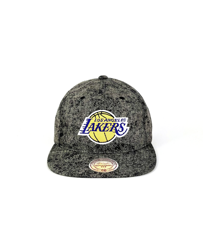 LA Lakers 6-Panel Snapback Hat by Mitchell & Ness (Dark Grey)