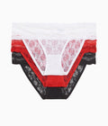 Lace Kiss Bikini Panty Pack: White/Crimson Red/Night