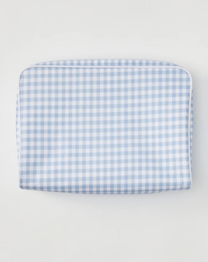 Weezie Large Patterned Toiletry Bag Light Blue Gingham