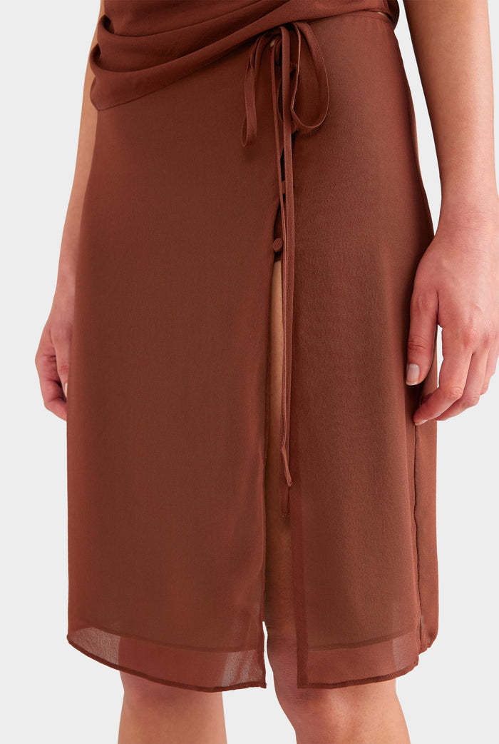 Layered Silk Skirt - Chocolate