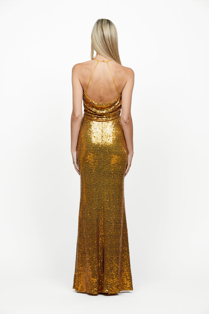 Leia Cowl Draped Neck Gown - Dress - Bariano