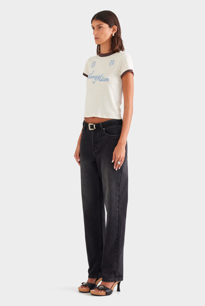 Lightweight Cotton Baby Tee - Cream/Chocolate