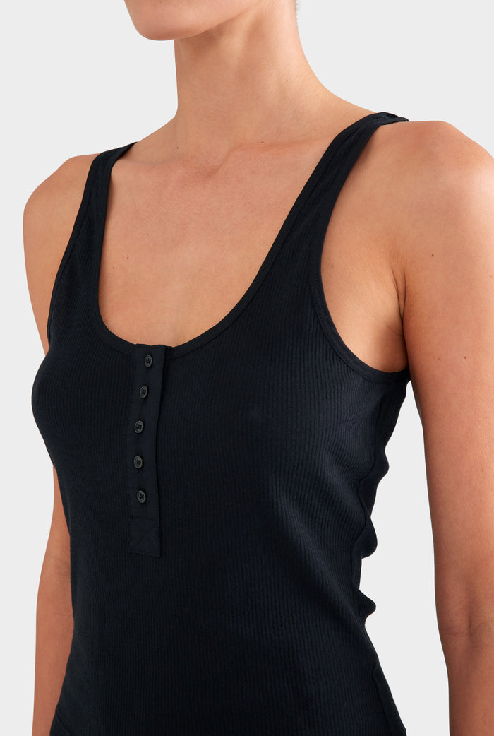 Lightweight Henley Tank - Black