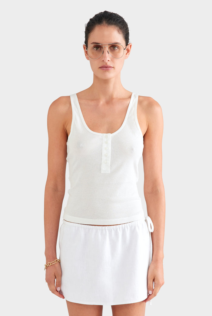 Lightweight Henley Tank - Off White