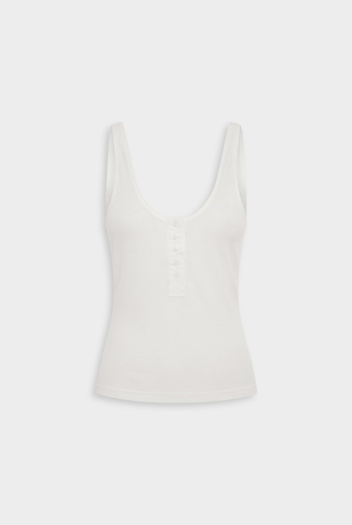 Venroy Lightweight Henley Tank - Off White