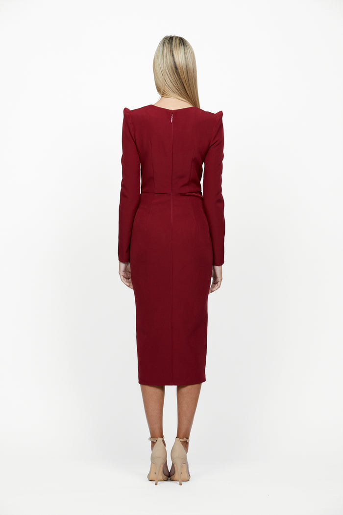 Liliya Long Sleeve Scoop Midi - Dress - Bariano