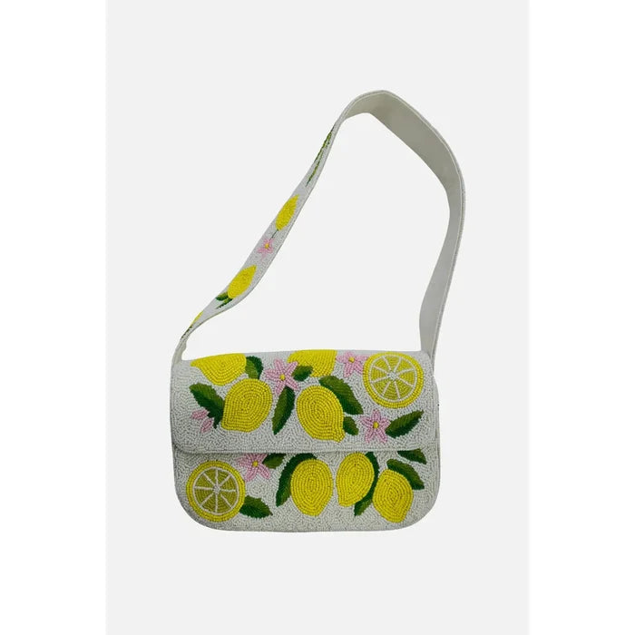 Lime Beaded Shoulder Bag
