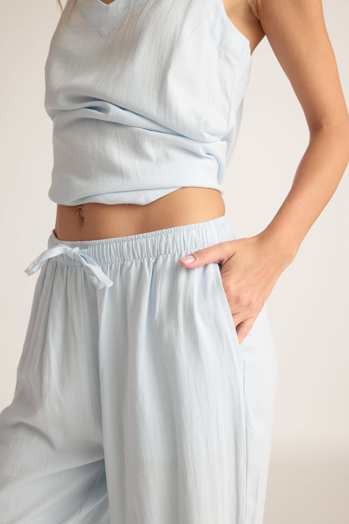 Linen Capri Pant | Sky