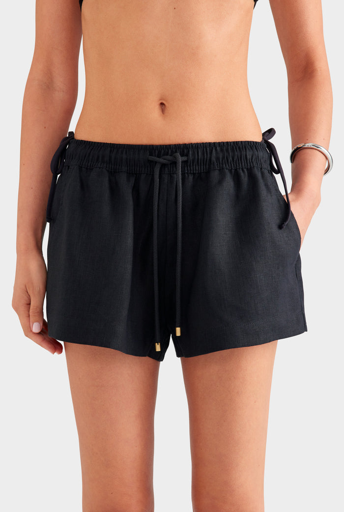 Linen Lounge Short - Black