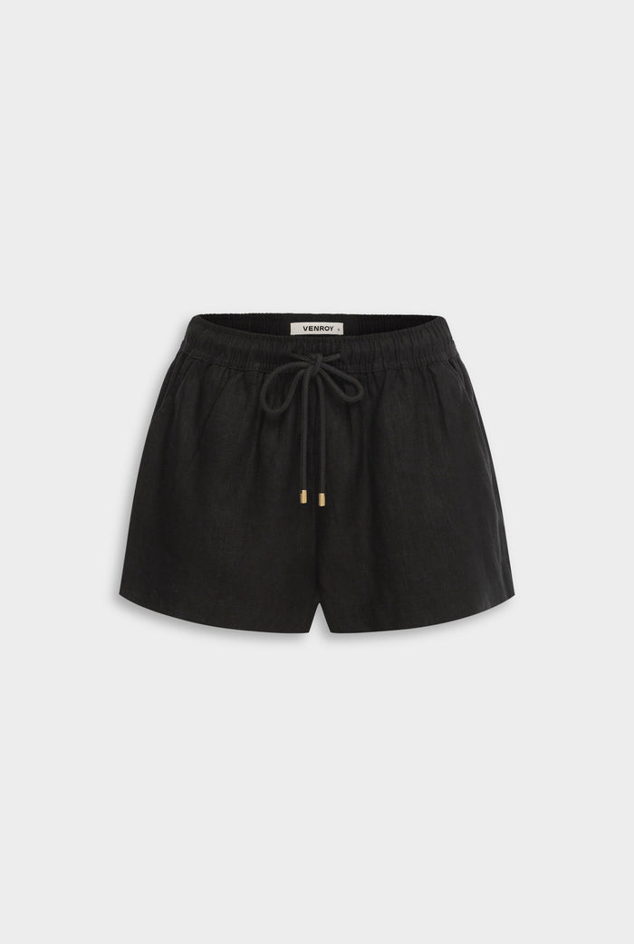 Venroy Linen Lounge Short - Black