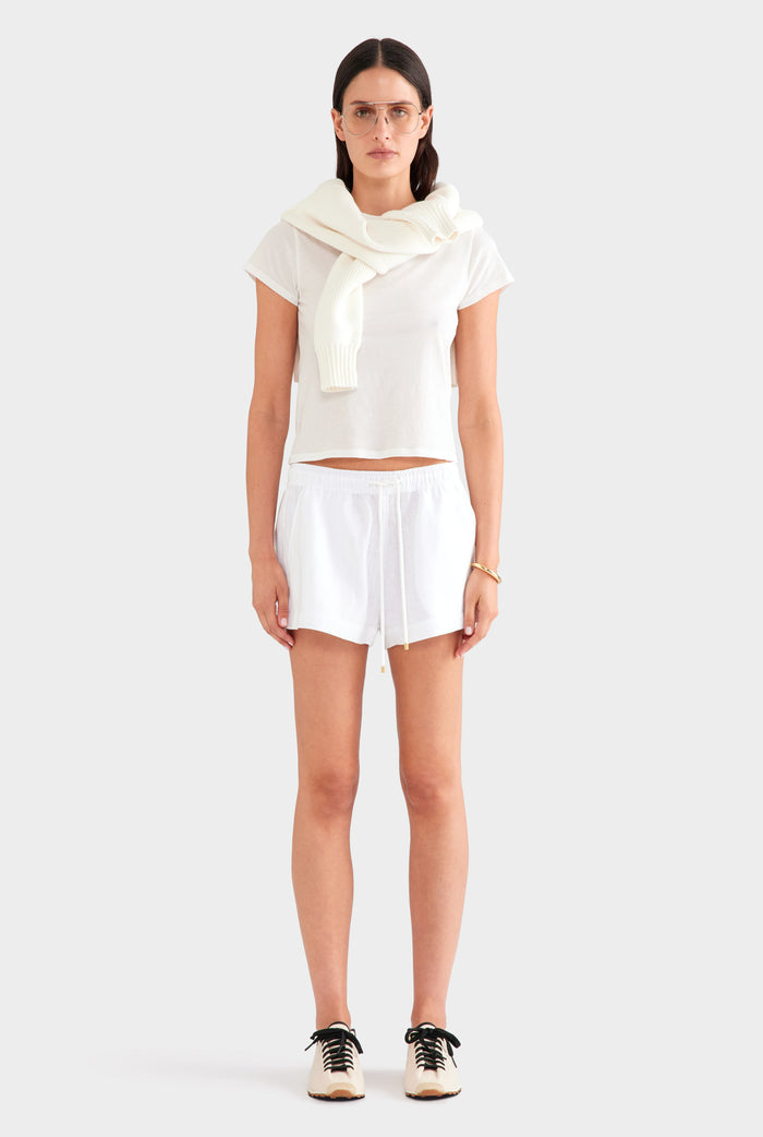 Linen Lounge Short - White