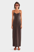 Linen Slip Dress - Dark Chocolate