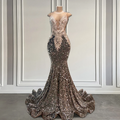 Long Silver Fitted Prom Gowns For Black Girls Luxury Crystal Beaded Mermaid Sparkly Sequin Prom Dresses