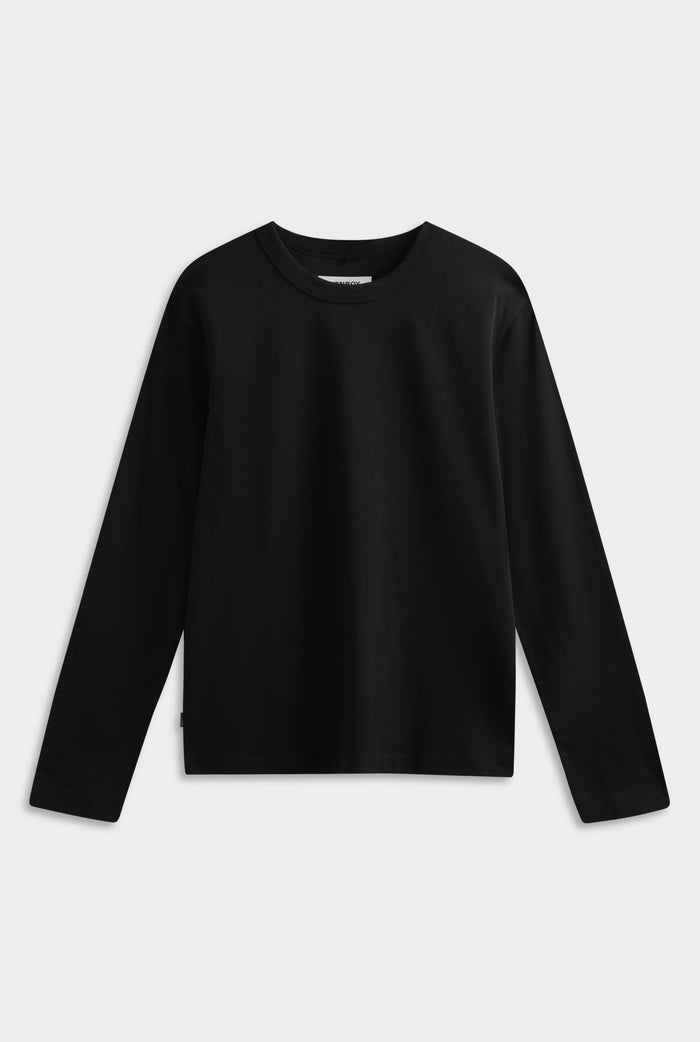 Long Sleeve Heavyweight Cotton Logo T-Shirt - Black