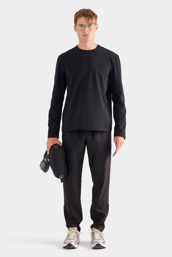 Long Sleeve Heavyweight Cotton Logo T-Shirt - Black
