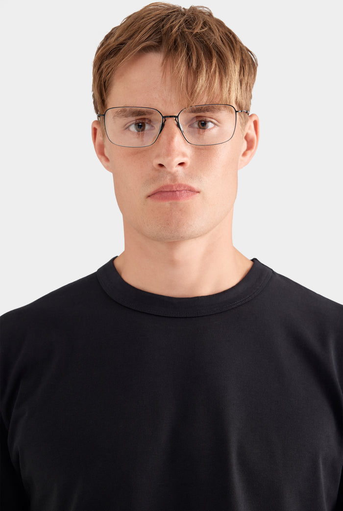 Long Sleeve Heavyweight Cotton Logo T-Shirt - Black