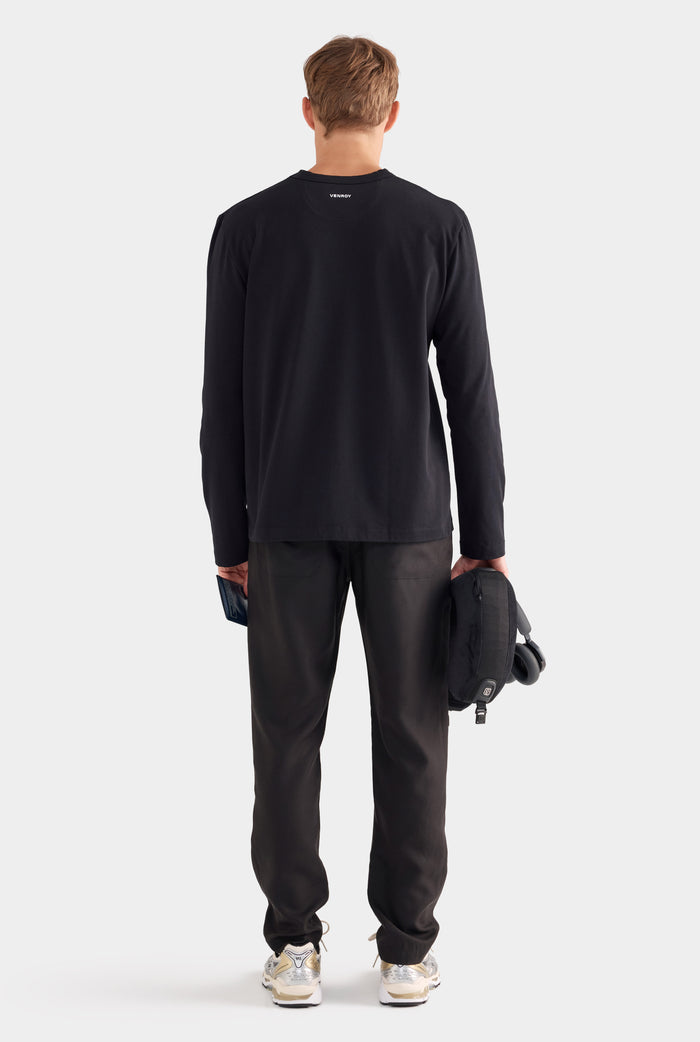 Long Sleeve Heavyweight Cotton Logo T-Shirt - Black