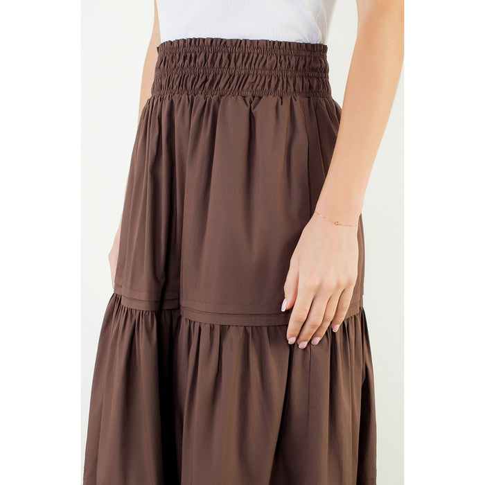 Long Tiered Skirt | Brown