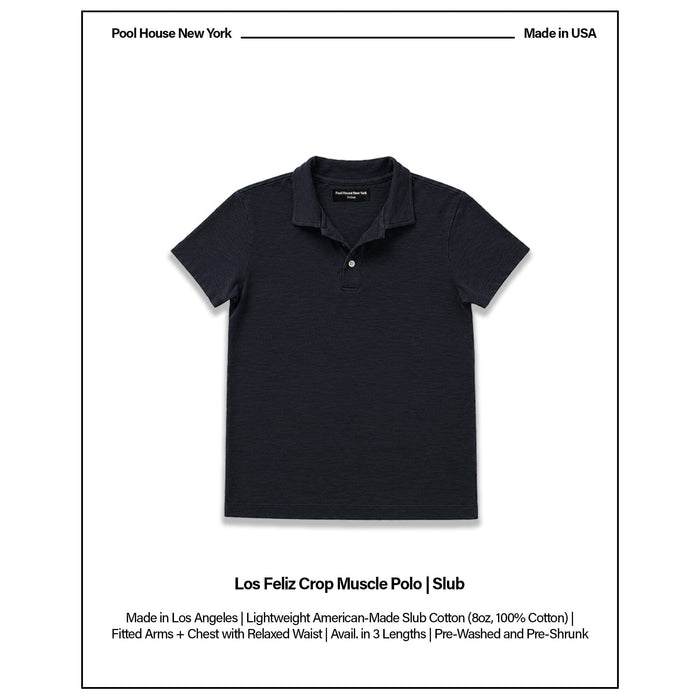 Los Feliz Crop Muscle Polo | Slub T-Shirt Vintage Black