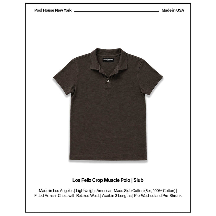 Los Feliz Crop Muscle Polo | Slub T-Shirt Vintage Brown