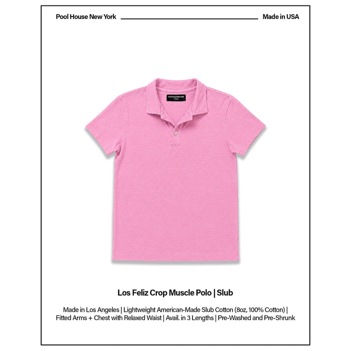 Los Feliz Crop Muscle Polo | Slub T-Shirt Vintage Pink