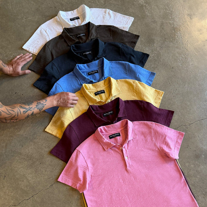 Los Feliz Crop Muscle Polo | Slub T-Shirt Butter Yellow