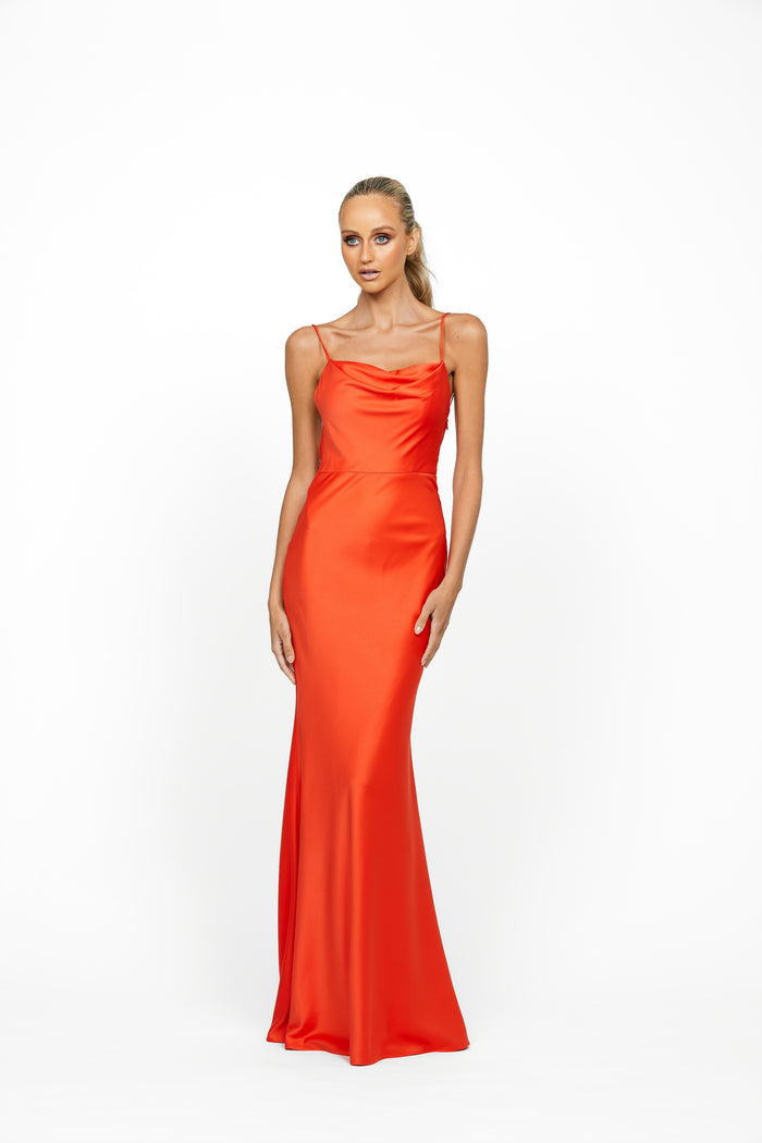 Lover Draped Cowl Gown Tangerine - Dress - Bariano