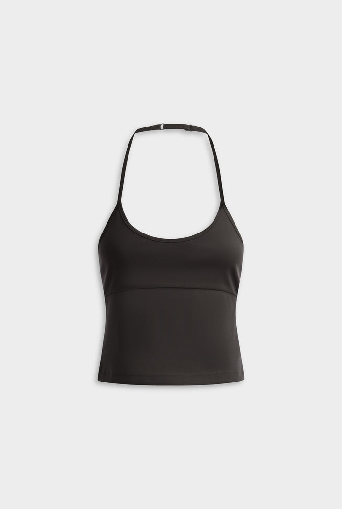 Low Cut Stretch Cotton Tank - Dark Chocolate