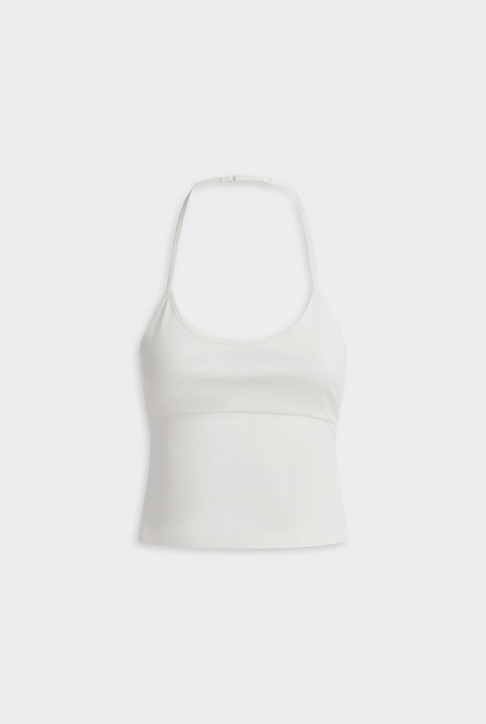 Low Cut Stretch Cotton Tank - White
