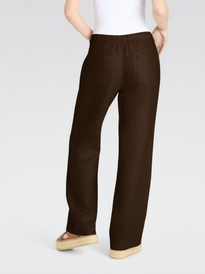 MAC - Chiara Belt, 100% Leinenhose, High-Waist, Truffle Brown