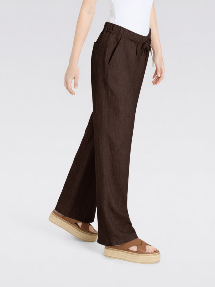 MAC - Chiara Belt, 100% Leinenhose, High-Waist, Truffle Brown