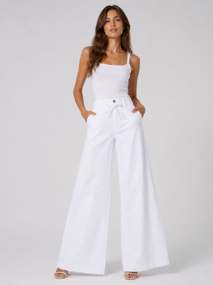 MAC - WENDY, Palazzo, Ultra Light Denim, High Waist, White Denim