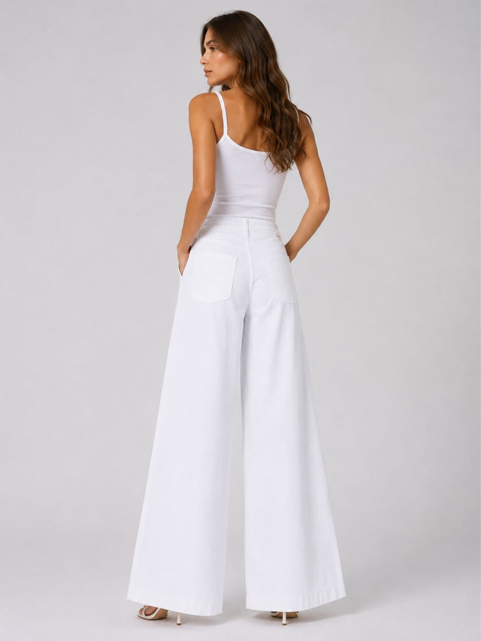 MAC - WENDY, Palazzo, Ultra Light Denim, High Waist, White Denim