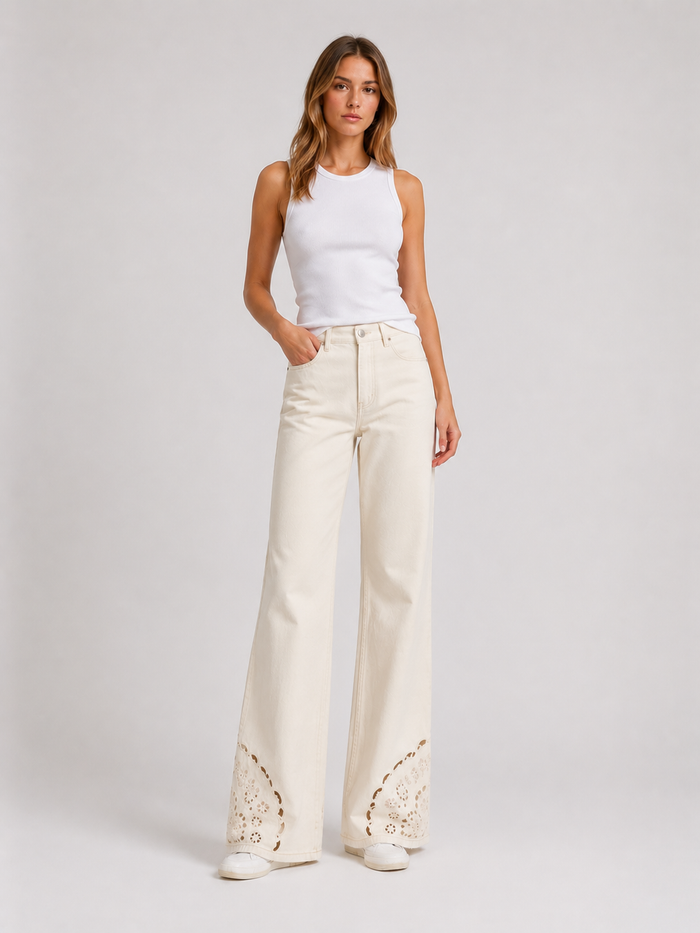MAVI - MALIBU, High Waist, Loose Wide Leg, Cream Denim