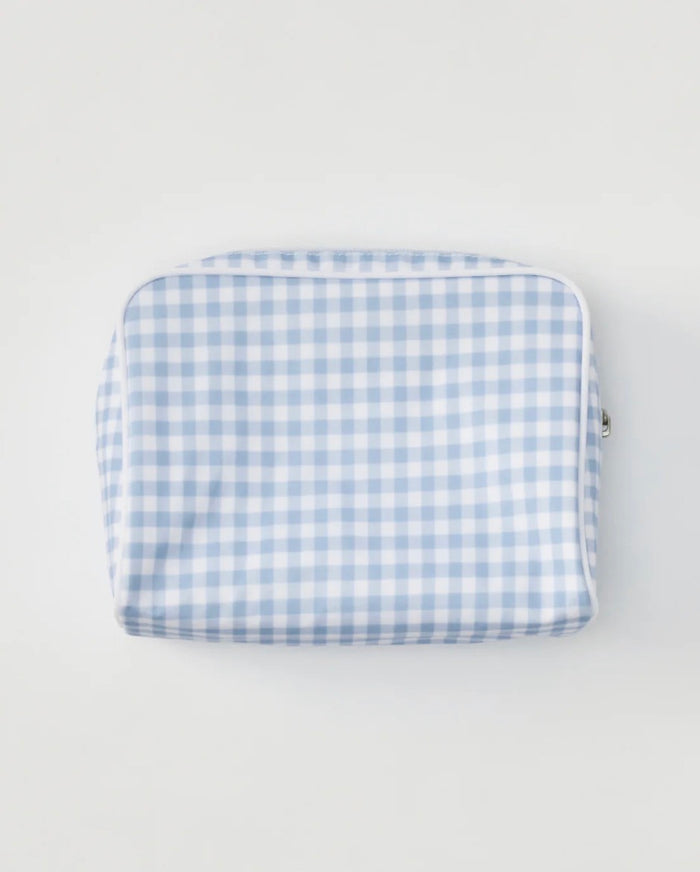 Weezie Medium Patterned Toiletry Bag Light Blue Gingham