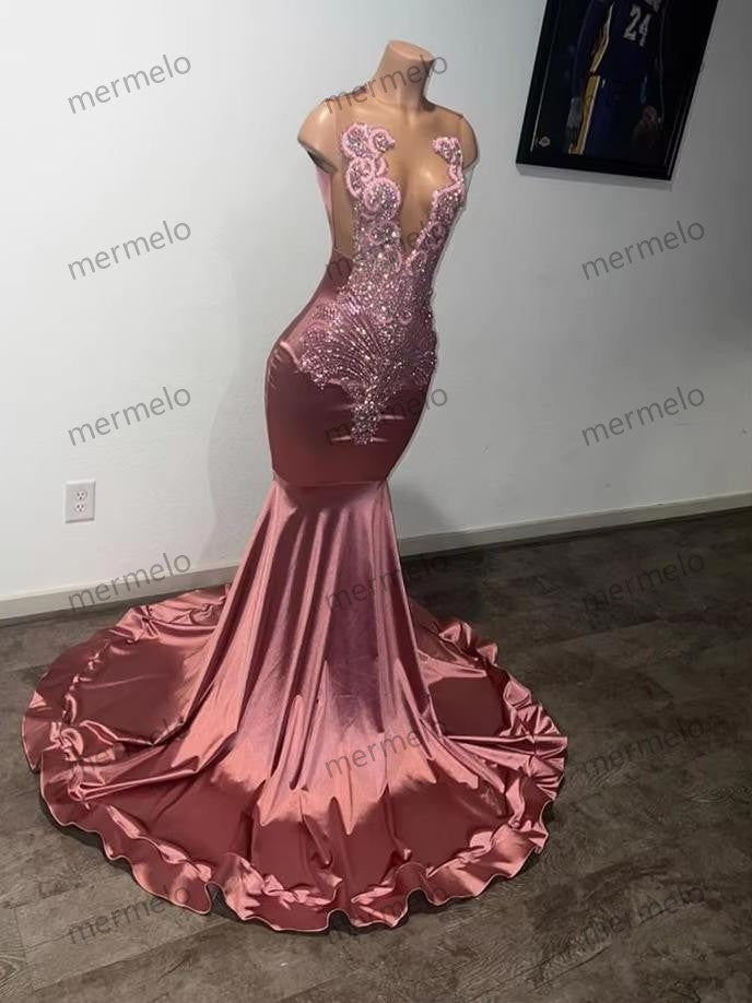 Mermaid Birthday Party Dress O Neck Formal Prom Gowns