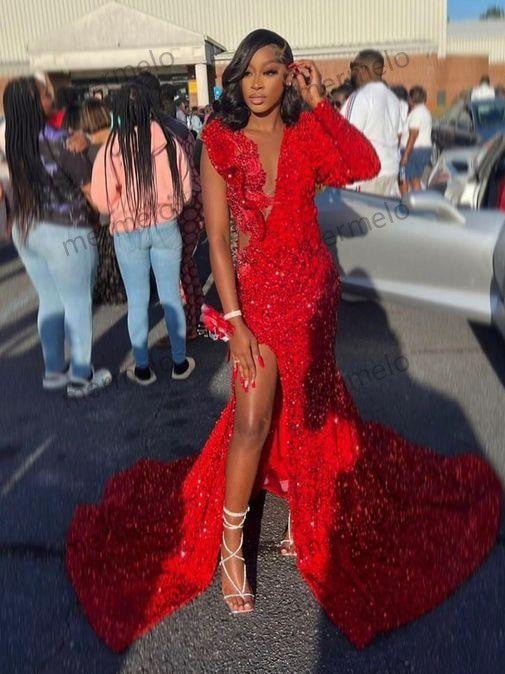 Mermaid Long Red Prom Dresses Party Dress