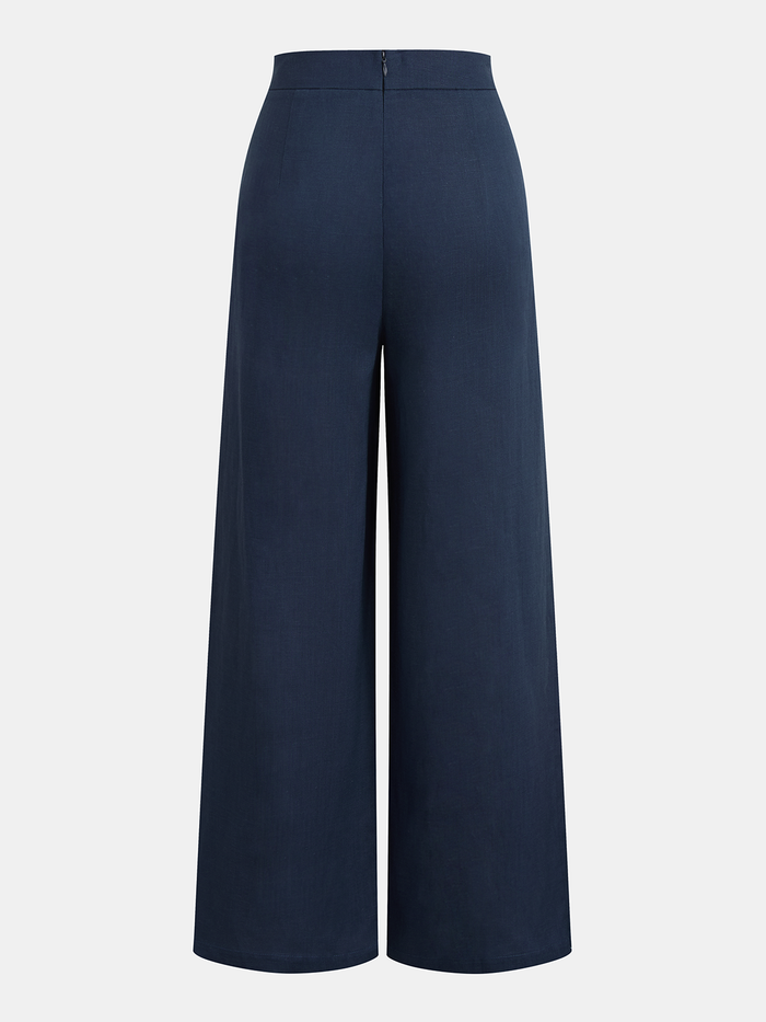 Mid-Waist Bow Wide-Leg Pants