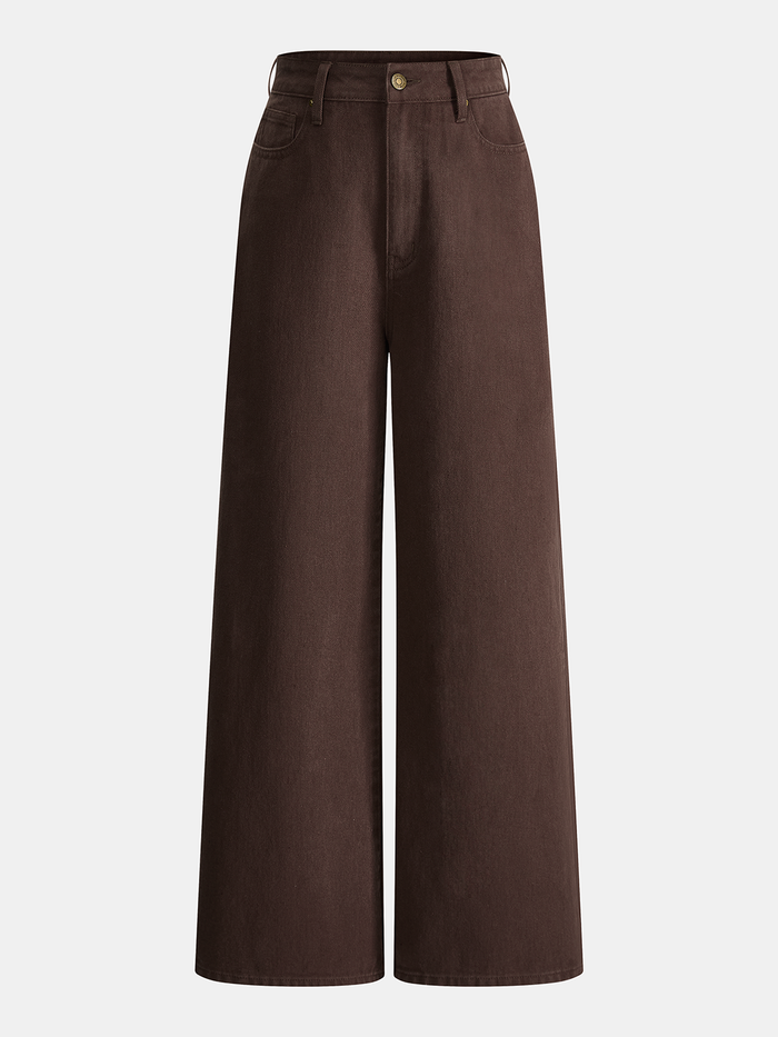 Mid-Waist Denim Wide-Leg Jeans