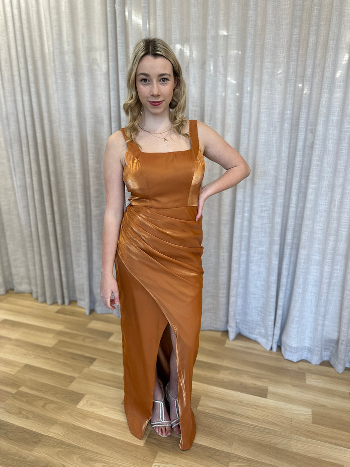Minka Square Neck Draped Gown AMBER - Dress - Bariano